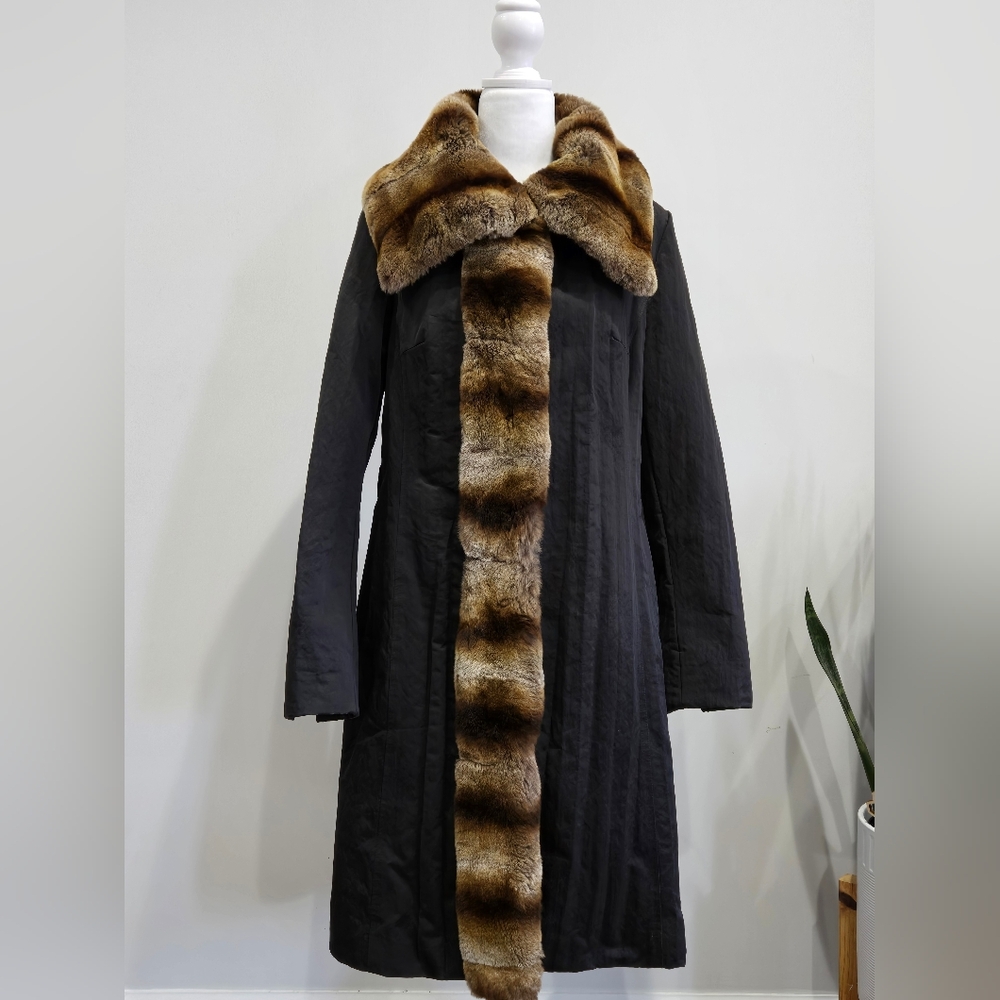 Visconf coat with fur trim Black size 42